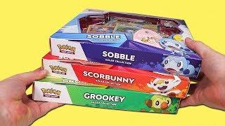 Opening the Sobble, Scorbunny & Grookey Pokemon Galar Collection Boxes!