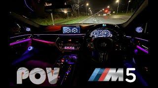 POV Night drive  BMW F90 M5 Stage 2,  LED steering wheel