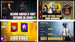 OMG  Free Falcon In Bgmi  | Blood Raven X Suit Coming Back In Bgmi ! | Next Mythic Forge Bgmi