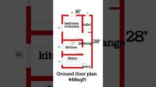 16x28 house plan #16x28 #450sqft #srijan