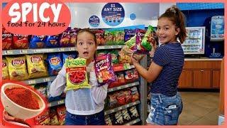 SPICY FOOD ONLY FOR 24 HOURS CHALLENGE | LAST TO DRINK WATER WIN | SISTER FOREVER