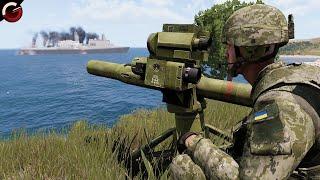 RUSSIAN SHIP CONVOY AMBUSHED BY ATGM! Russian Warship Destroyed By Ukrainian Army | ArmA 3 Gameplay