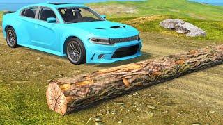 Cars hit Fallen Tree - BeamNG.drive