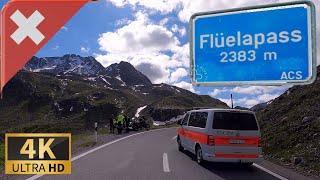 FAHREN FLÜELAPASS, DAVOS, Kanton Graubünden, Graubünden, SCHWEIZ I 4K 60fps