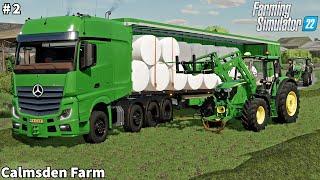 Baling & Wrapping & Picking Up Grass Bales│Calmsden│FS 22│Timelapse#2