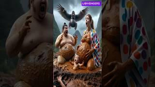 Evolution of cat:Sumo  and woman sitting on dirty road chased by eagle gorila #cat#cute#love#short