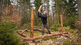 Fundament aus 100% Natur bauen - Waldhütte #2