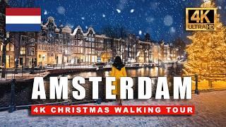 [4K] Amsterdam's Winter Magic in Snow | 4K Winter Walking Tour | HDR 60fps