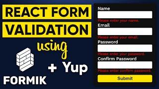 React Form Validation using Formik & Yup | Formik React [EASIEST METHOD]