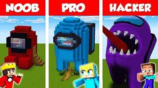 Minecraft NOOB vs PRO vs HACKER: SICHERSTES AMONG US HAUS BAU CHALLENGE 