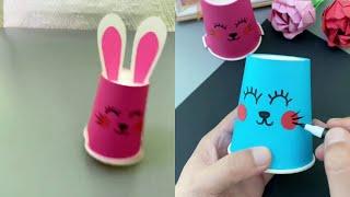 Use paper cups to make running and jumping bunny children's handicrafts, let's play with t