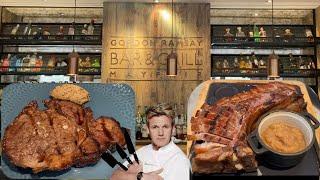 Gordon Ramsay Bar&Grill restaurant Mayfair in London wagyu rib eye&pork tomahawk英国戈登.拉姆齐餐厅和牛肋眼和猪排战斧