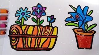 Flower pot draw for kids | Children's coloring pages | Kidslet's color 