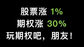 股票涨1%，期权能赚30%，美股和比特币期权的魅力，快来感受下（第265期）