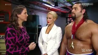 Stephanie, Lana and Rusev Backstage