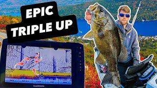 EPIC!!! The Boys TRILPE UP on HUGE SMALLMOUTH BASS in 100ft - Lake George NY