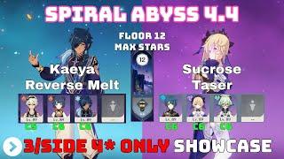 Spiral Abyss 4.4 - Three 4 Stars Clear - Reverse Melt Kaeya / Sucrose Taser l Floor 12 9*