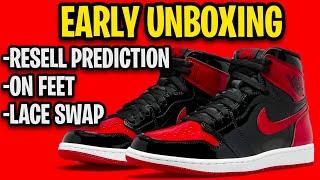 Jordan 1 Bred Patent Leather Unboxing, On Feet with Lace Swap, and Resell Prediction!