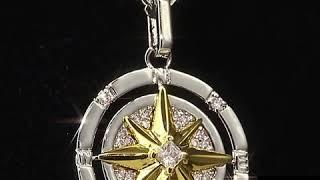 Markus Dayan Iced Out Compass Pendant Necklace in White Gold/14K Gold/Rose Gold