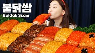 6가지 맛 불닭쌈  불닭볶음면 치즈 불닭 불닭팽이버섯 소세지 먹방 Bildak Ssam Fire Noodles Warps Sausages Mukbang ASMR Ssoyoung