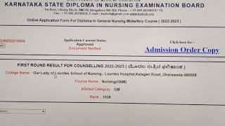 GNM ADMISSION ORDER COPY DOWNLOAD OPTION 2022 II COLLEGE SELECTION II