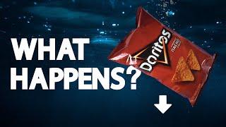 Pulling a Bag of Doritos Chips into the Deep Ocean