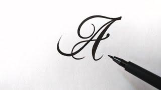 How to draw Letter A in Calligraphy Art with Pen easy for beginners Fancy English Capital Letters