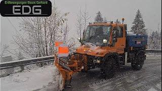 ️Snow clearing ️ Winter service | Finally Snow | Unimog U400 #winterdienst #viral #winter