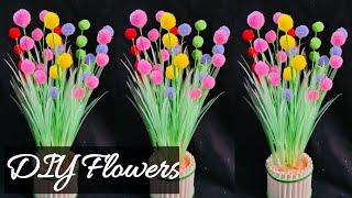 Design Flowers with Plastic Straw & mini pompoms