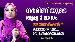 ഗർഭിണിയുടെ ആദ്യ 3 മാസം | first trimester pregnancy malayalam |  കുഞ്ഞിന്റെ വളർച്ച | Dr. Mufsila