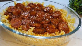 FÁCIL, RÁPIDO E SABOROSO! Receita para almoço ou jantar com macarrão e linguiça calabresa