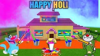 Minecraft | Celebrate Holi In Minecraft With Oggy And Jack | In Hindi | Rock Indian Gamer |