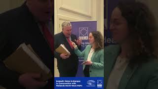 Ciaran Mullooly MEP in conversation with Researcher Emma Richardson at 'Ireland’s Voice in Europe'