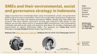 SMEs and their environmental, social and governance strategy in Indonesia