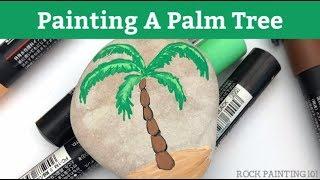 Paint Pen Palm Tree Rock Design for Beginners