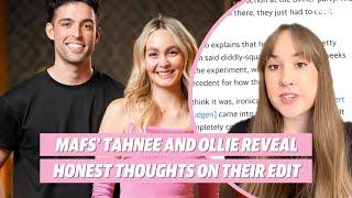 MAFS' Tahnee and Ollie share honest thoughts on their 'edit' | Yahoo Australia