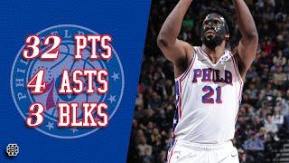 Joel Embiid 32 pts 4 asts 3 blks vs Jazz 24/25 season