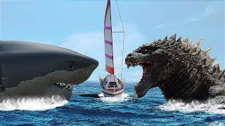 Godzilla Attacked Megalodon in Atlantic Ocean.