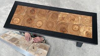 制作拥有完美木纹的长凳 // 木块长凳  Making a bench with the perfect wood grain