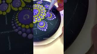 Purple yellow dot mandala stone painting #art #satisfying #artist #craft #viral #painting #mandala