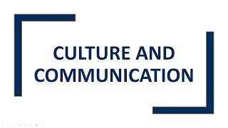 Culture and Communication