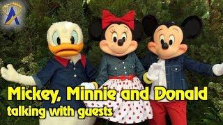 Talking Donald Duck, Minnie & Mickey Mouse interact with guests at Disney California Adventure