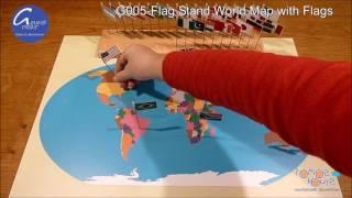 G005 Flag Stand World Map with Flags - Bản đồ thế giới và cờ của các nước |Giáo cụ Montessori