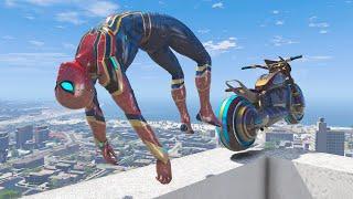 GTA 5 Iron Spiderman Motorcycle Stunts/Fails/Ragdolls ep 7 (Euphoria Ragdolls)