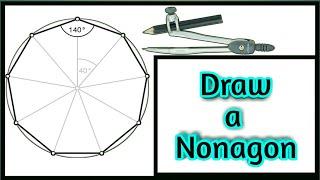 How to draw  nonagon in a circle (approximately)||Nine sides drawing || Rn Learning