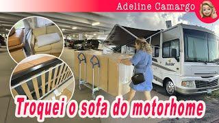 Comprei um sofa novo para o motorhome, veja como ficou o espaço agora