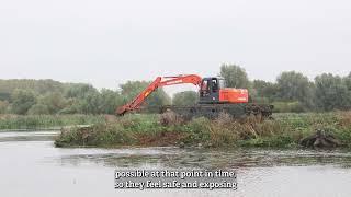 The Amphibious Digger arrives at Titchmarsh Nature Reserve