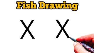 How to draw Fish From XX Letter | Easy Fish Drawing | Letter Drawing