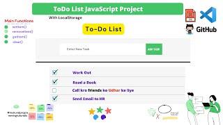 To-do list project in JavaScript with localStorage and GitHub source code| CRUD Operation