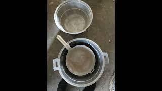 Aluminum pot molds in a warehouse